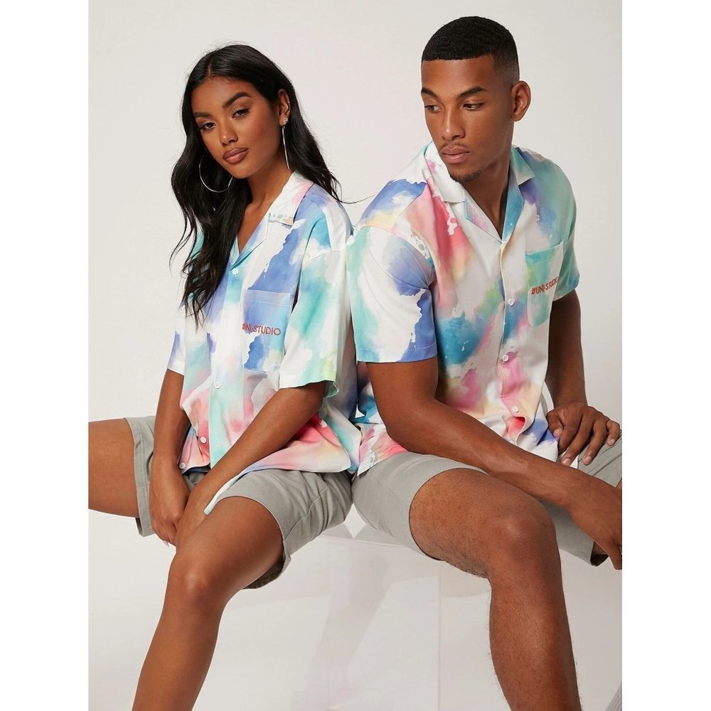 New SHEIN UNISEX 1pc Ink Print Shirt‎ - Size Small
